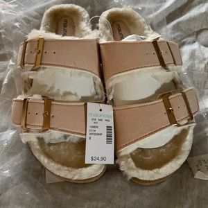 NWT faux fur slip on
